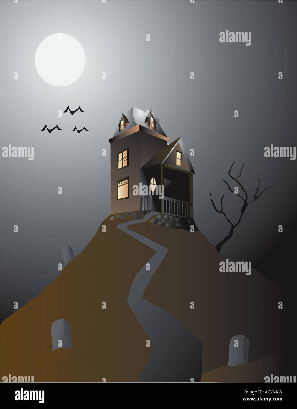 Haunted House auf einer Anhöhe just in Time für Halloween Stockfoto