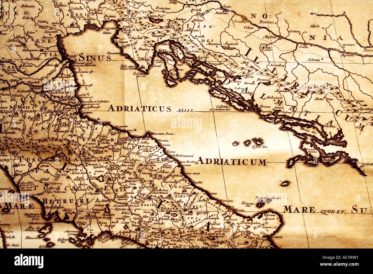 18. Jahrhundert-Karte von der Adria Stockfoto