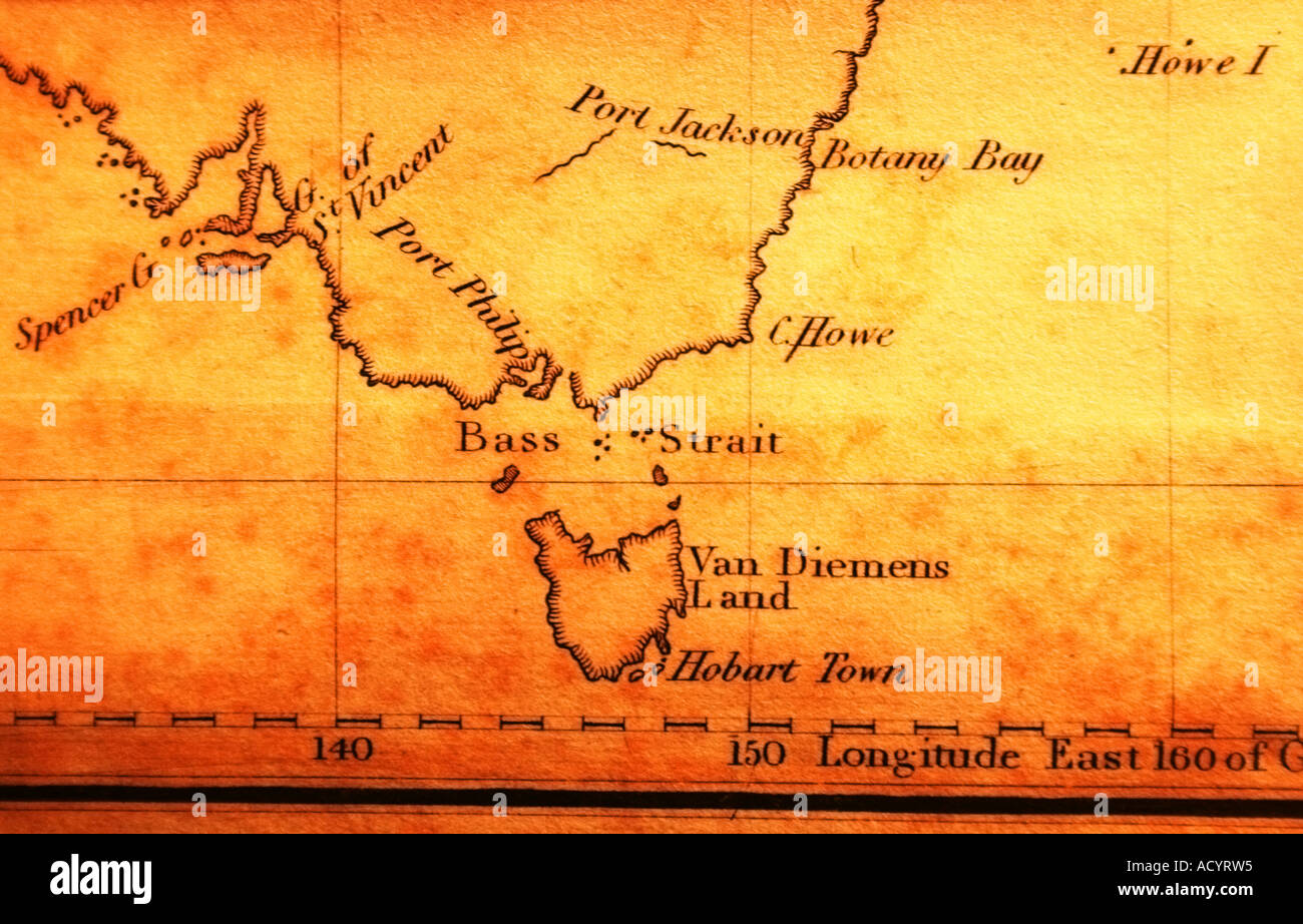 19. Jahrhundert-Karte von Australien Stockfoto