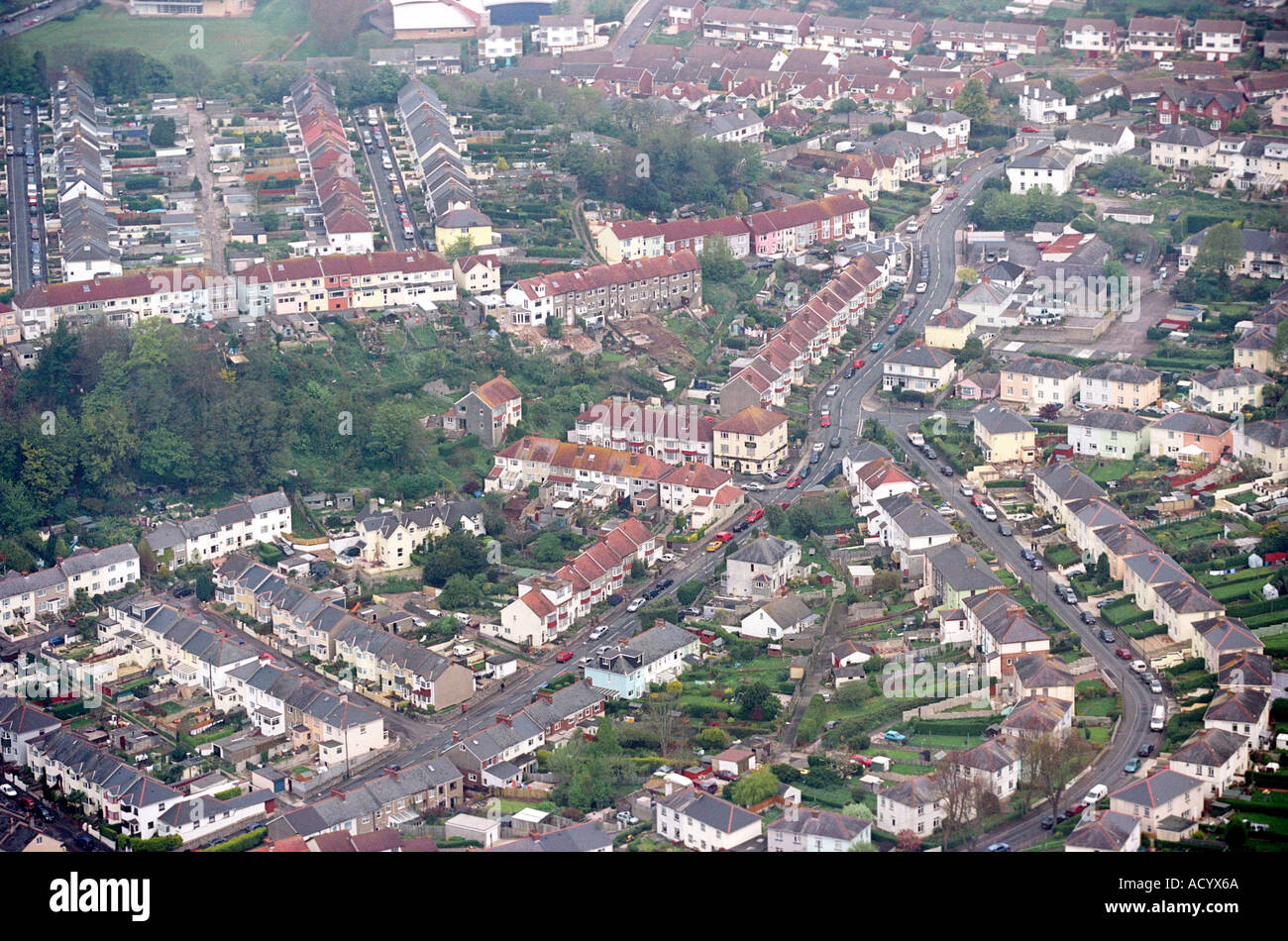 Luftaufnahme von Häusern, UK Stockfoto