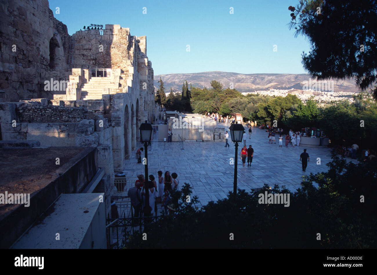 Teilnahme an einem Konzert bei Herodes Atticus Theater Akropolis Athen Griechenland Stockfoto