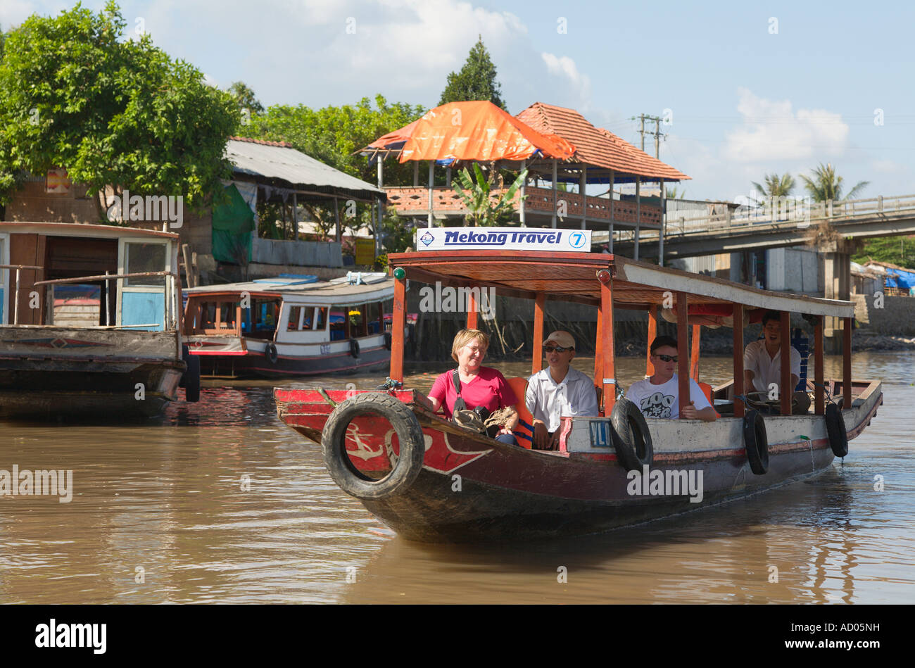 Touristen auf einem Boot [Mekong Delta] "Ha Giang Provinz" Vietnam Stockfoto