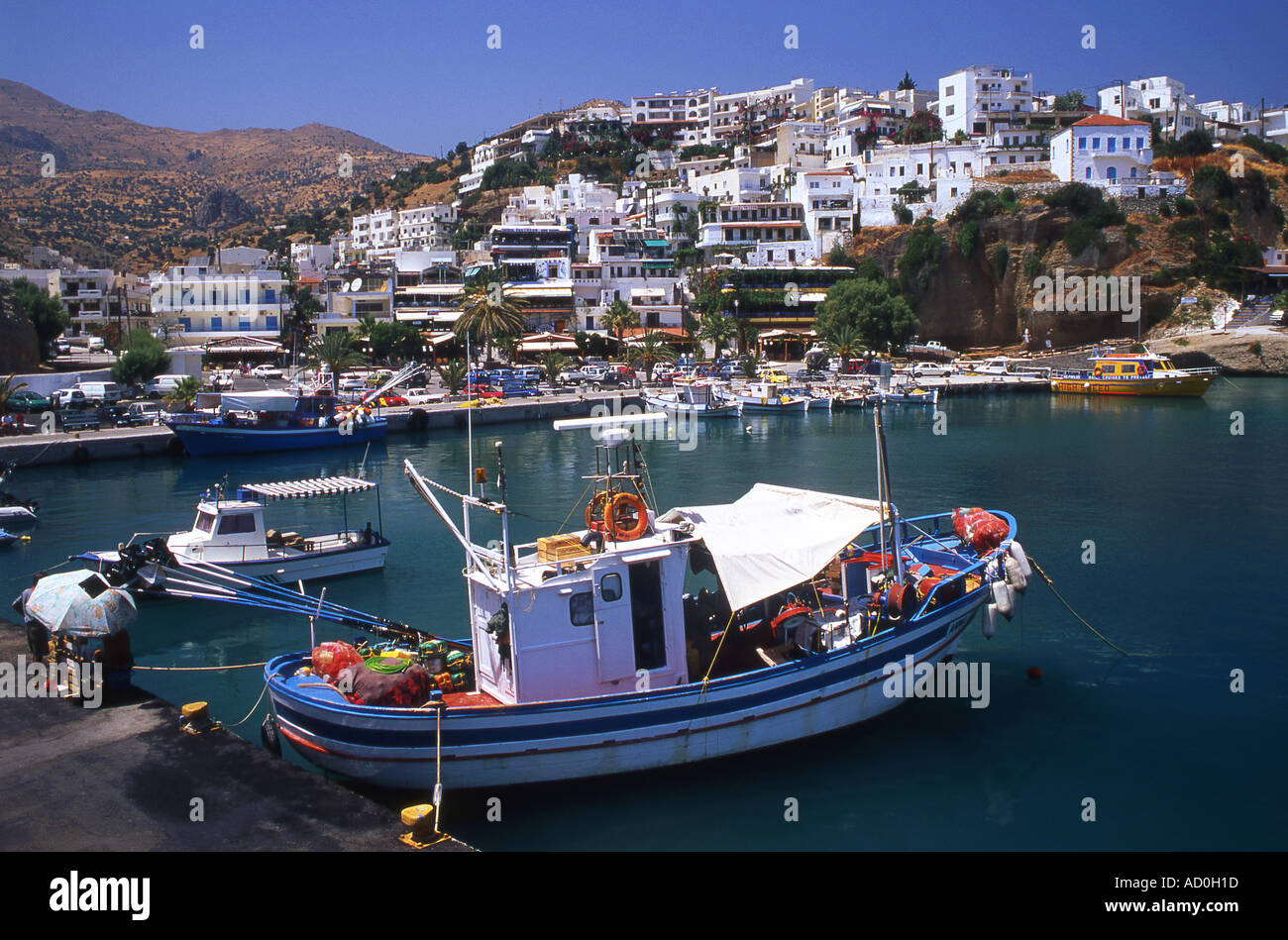 Griechischen Angelboote/Fischerboote im Hafen Agia Gallini Kreta Griechenland Stockfoto