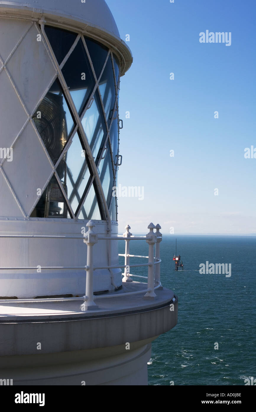 Das Projekt Seaflow Marine aktuelle Turbine mit Rotor angesprochen wegen Wartungsarbeiten vom Vorland Point Leuchtturm Lynmouth Devo Stockfoto