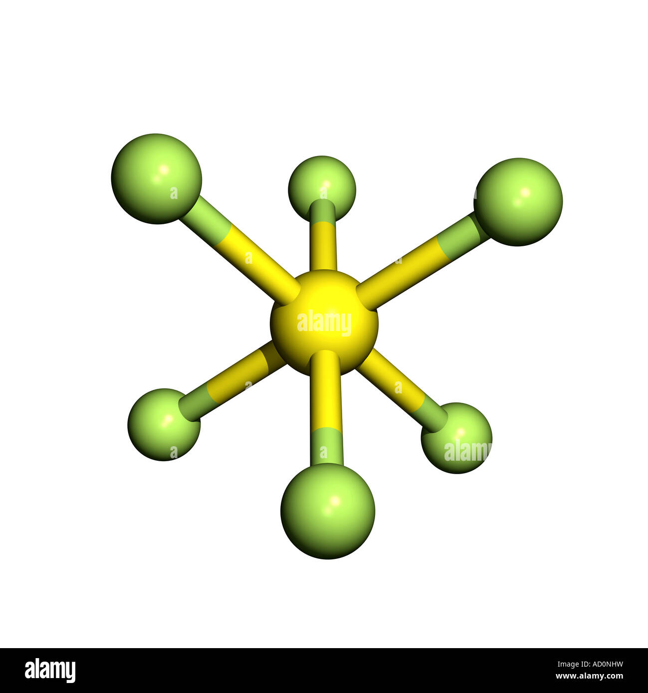 Schwefel Schwefelhexafluorid Molekül Stockfoto