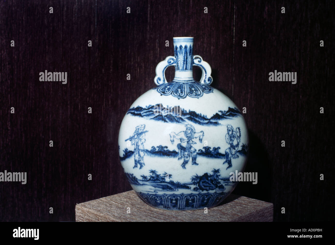 Taipei Nat Museum Taiwan Kolben blau & weiße Ware Yung-lo Regn Ming Dynastie 1403-1424 Stockfoto