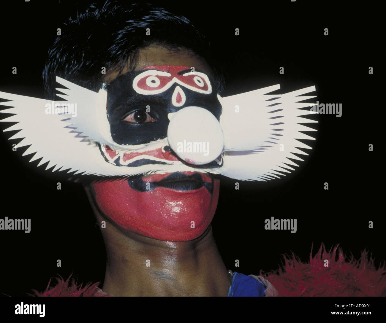 Kathakali Fotostory wiedergeben Tänzerin in Südindien. Stockfoto