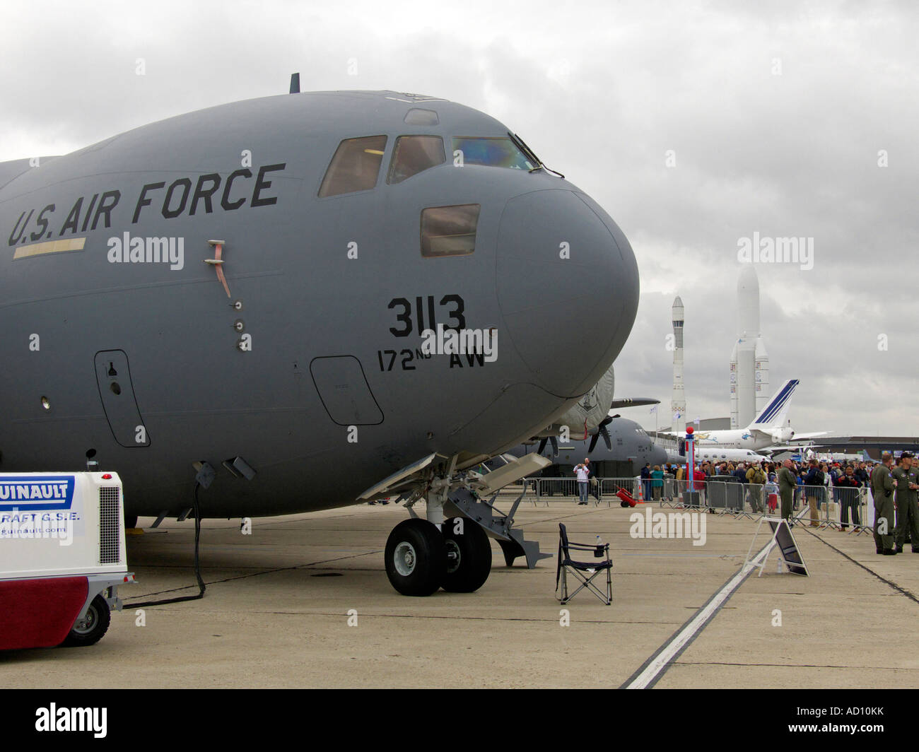 Le Bourget US Air Force Transport Frachtflugzeug Stockfoto