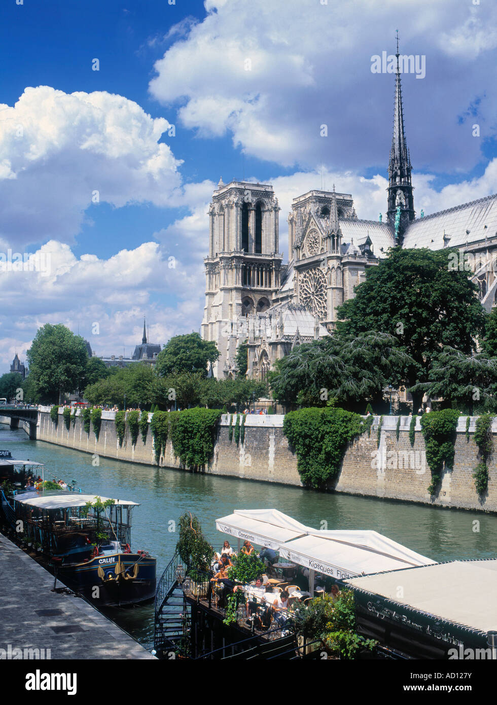 Fluss Seine Notre Dame Kathedrale Paris Frankreich Stockfoto