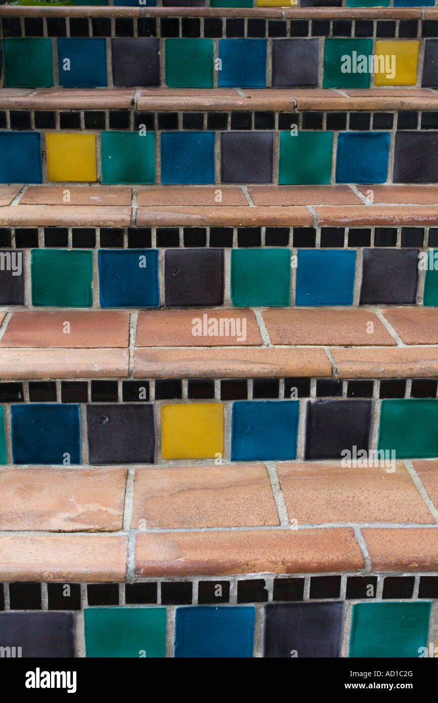 Mosaik-Schritte, Worth Avenue, Palm Beach, Florida, USA Stockfoto