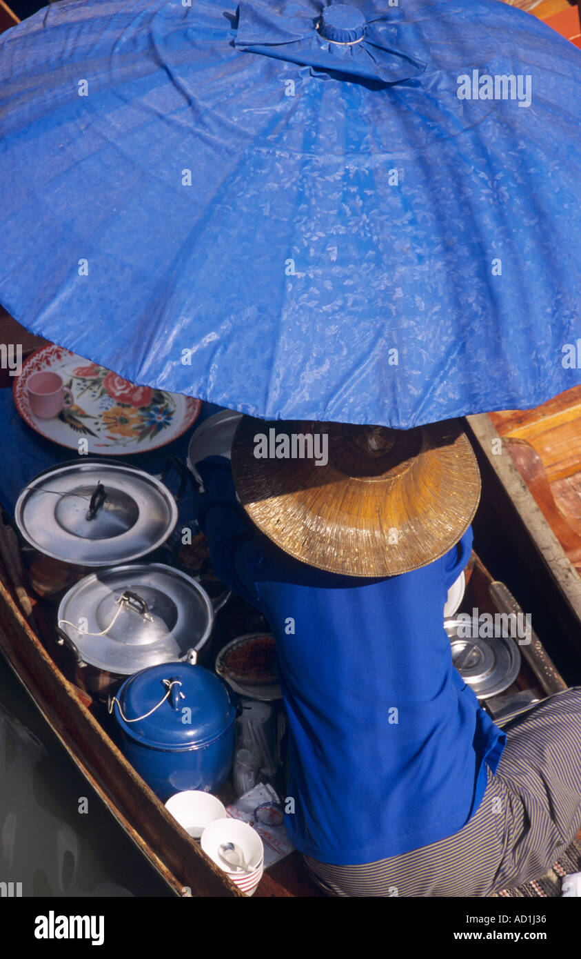 Lebensmittel-Hersteller Damnoen Saduak Floating Market Bangkok Thailand Stockfoto