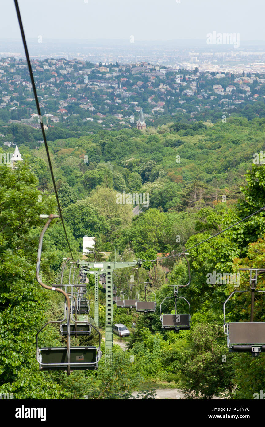Budapest Ungarn die Sesselbahn den Janus Hill Bestandteil der Stadt s Budaer Berge parklands Stockfoto