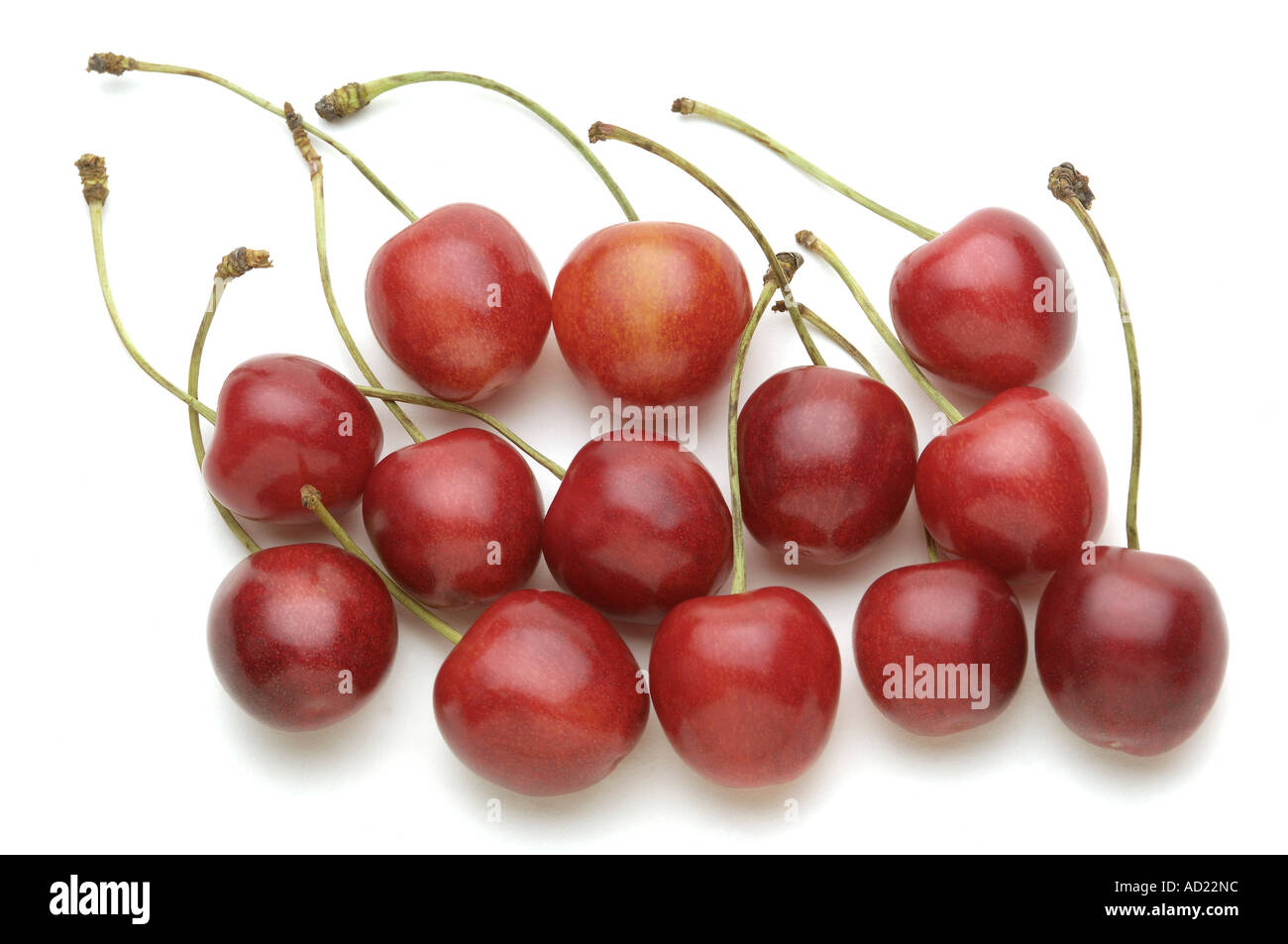 HMA71724 dreizehn rote Farbe Kirsche Essen Obst auf weißem Hintergrund Stockfoto