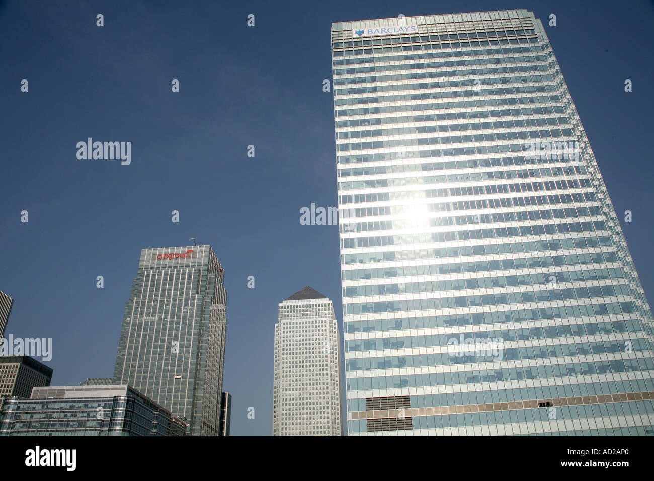 Citibank, Barclays und One Canada Square im Canary Wharf, London England Stockfoto