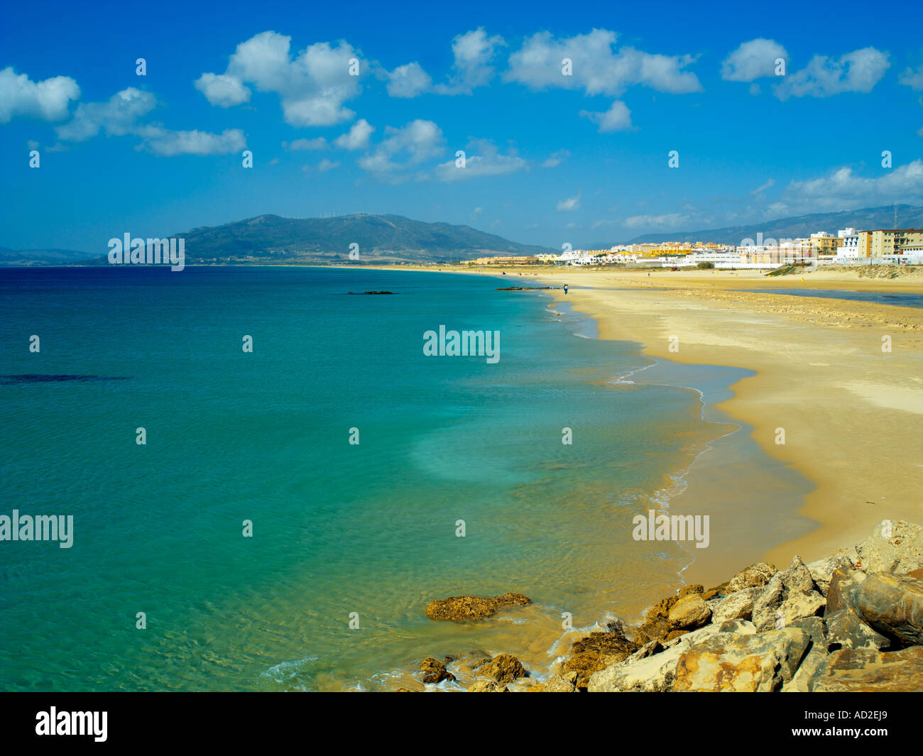 Der Strand Playa de Los Lances Tarifa Stockfoto