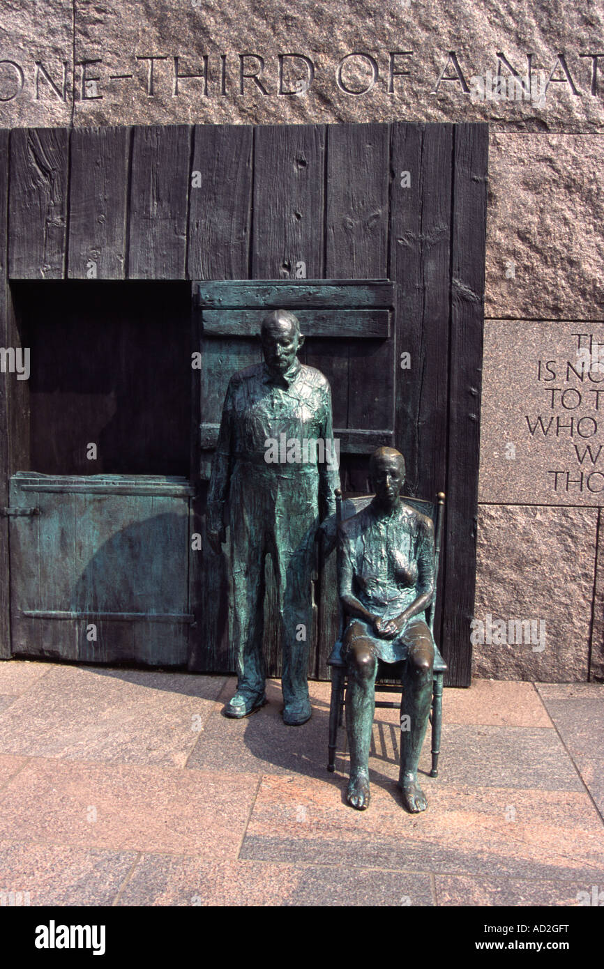 Franklin Delano Roosevelt Memorial, Statue des Paares während der großen Depression, Washington, DC, USA Stockfoto