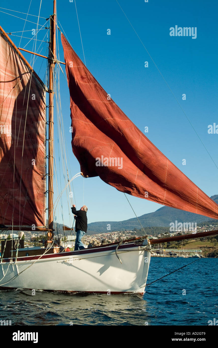 Casilda, eine 46 Fuß lange Hilfskeule, das letzte verbliebene traditionelle Segelboot in Tasmanien Stockfoto