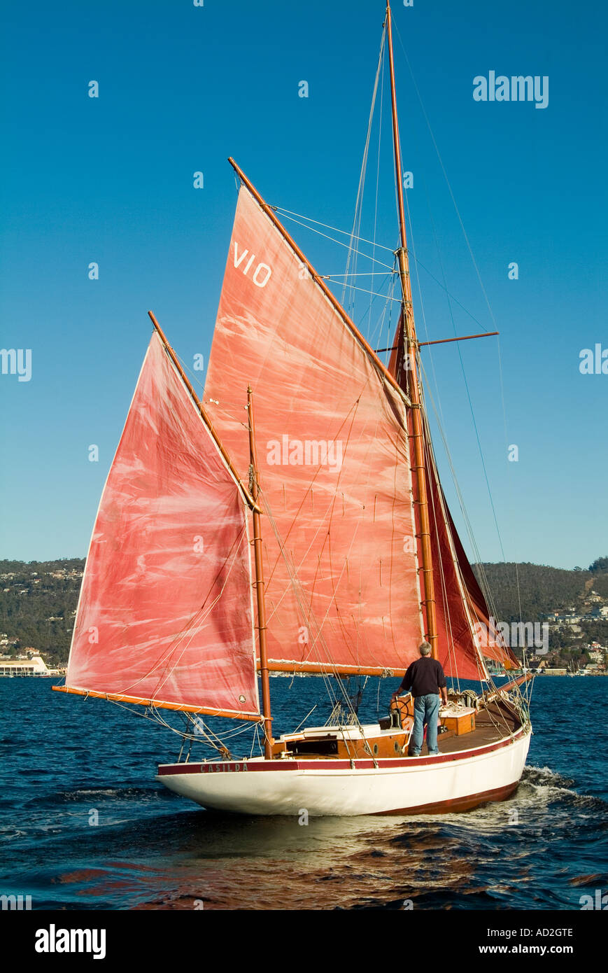 Casilda, eine 46 Fuß lange Hilfskeule, das letzte verbliebene traditionelle Segelboot in Tasmanien Stockfoto