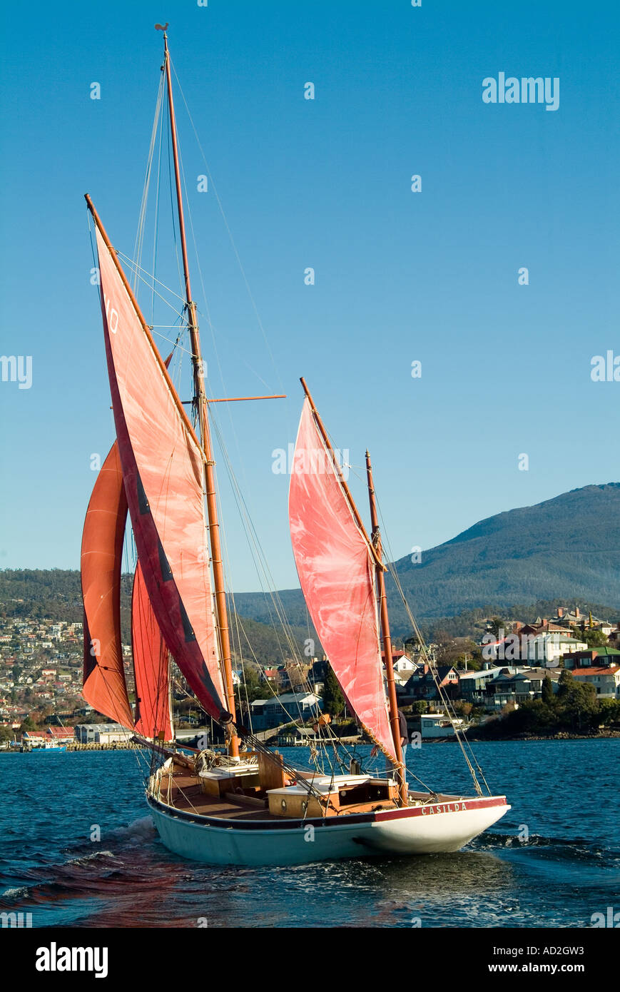 Casilda, eine 46 Fuß lange Hilfskeule, das letzte verbliebene traditionelle Segelboot in Tasmanien Stockfoto