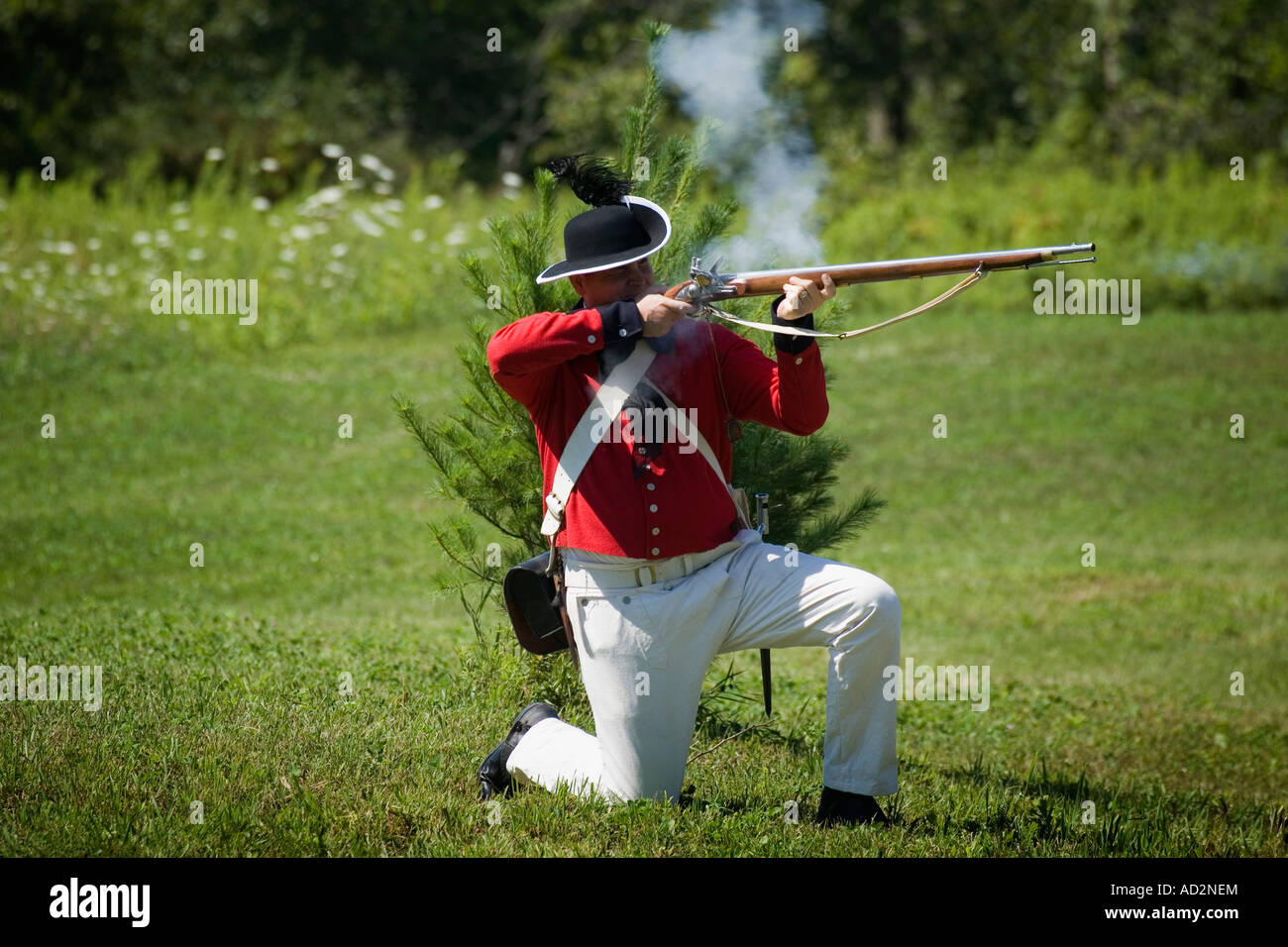 Rotrock im Unabhängigkeitskrieg Schlacht Reenactment Fort Plain New York Montgomery County Stockfoto