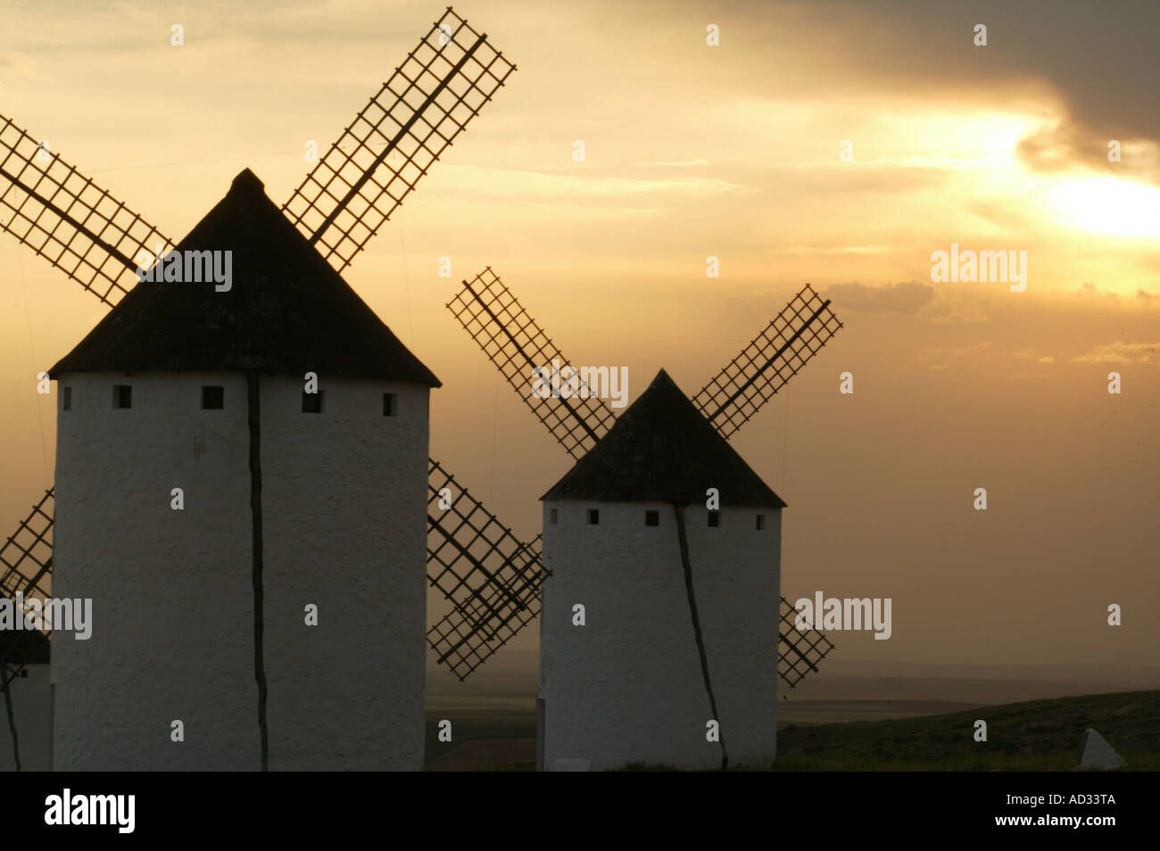 Windmühle, Himmel, Decke, Clud, Bereich, Campo de Criptana, Ciudad Real, Don Quijote, Sancho Panza, Cervantes, La Mancha, Spanien Stockfoto