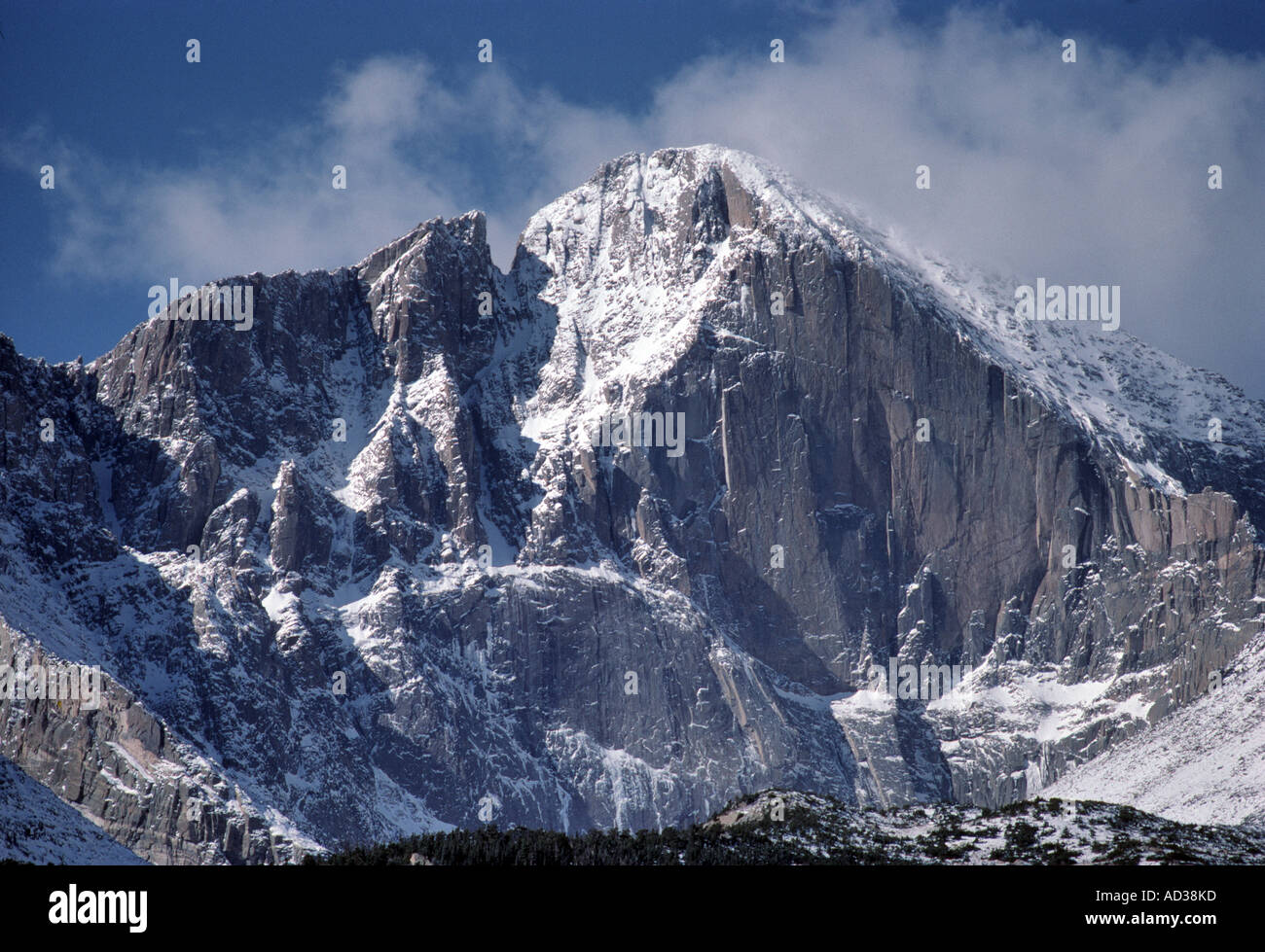 Der Gipfel des Longs Peak in den Rocky Mountains in Colorado Stockfoto