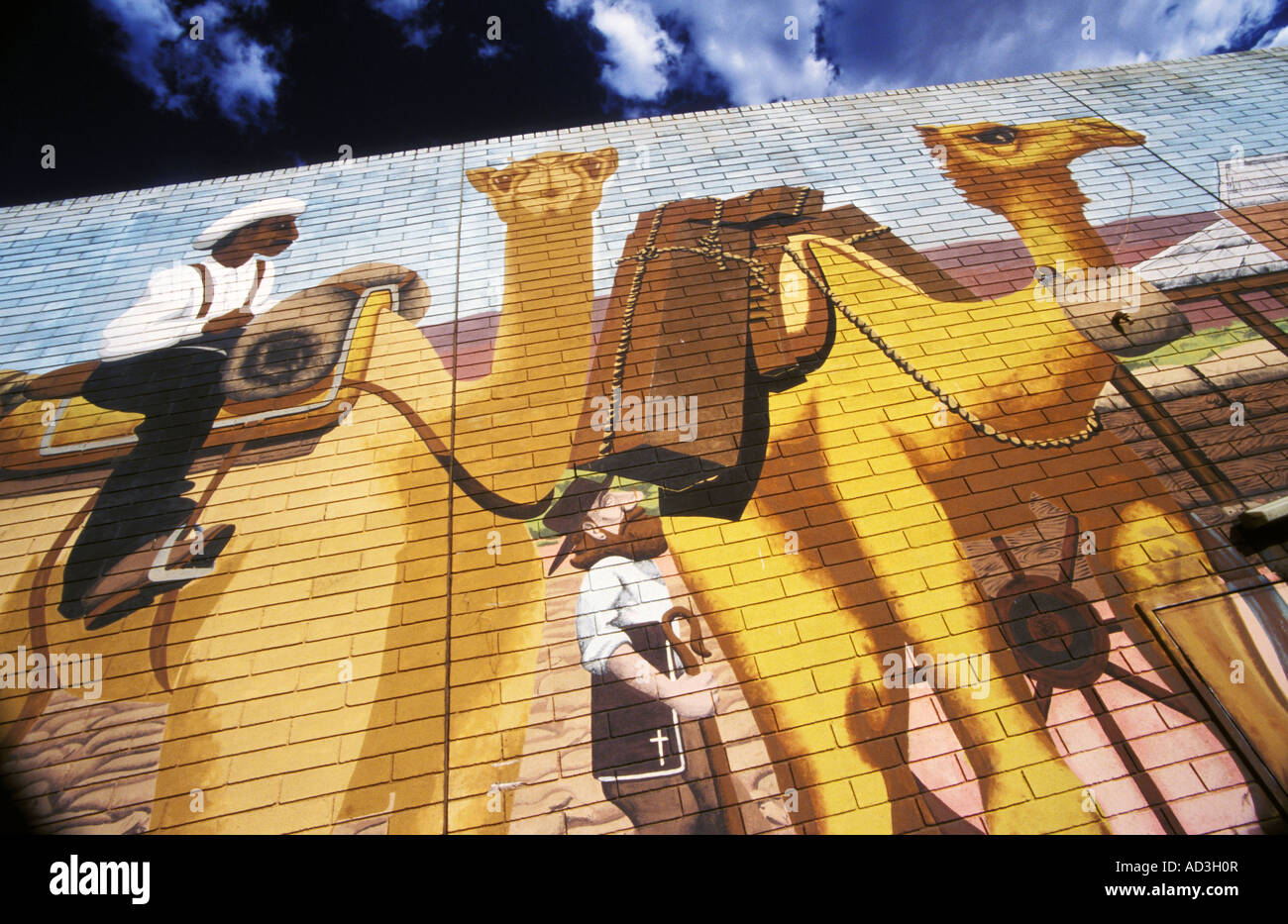Wandgemälde im Bahnhof Terrasse, Alice Springs Nordterritorium, Australien Stockfoto