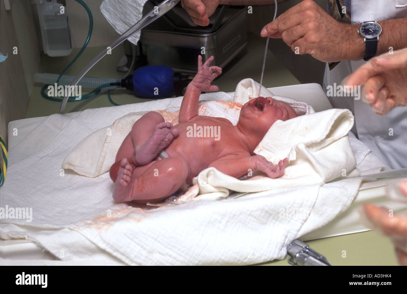 Neugeborenes Baby im Krankenhaus Stockfoto