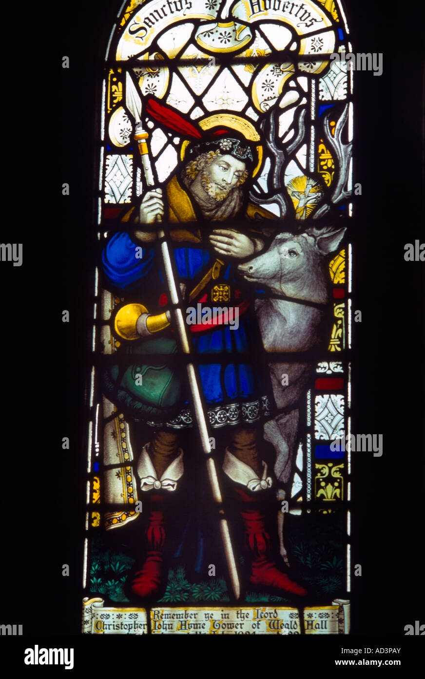 Saint-Hubert - Schutzpatron der Jäger St. Peters-Pfarrkirche S Weald Essex Stockfoto