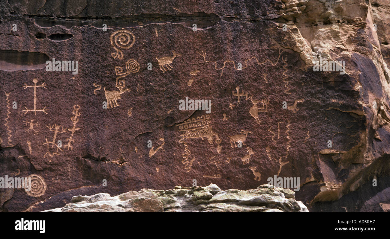 Indianische Felszeichnungen Zuni Reservierungen New mexico Stockfoto
