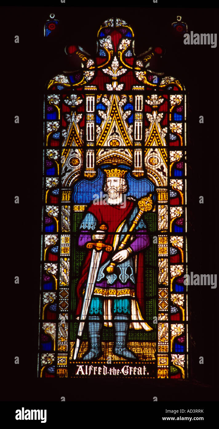 Alfred der große gebeizt Glas Fenster Winchester Kathedrale Hampshire England Stockfoto