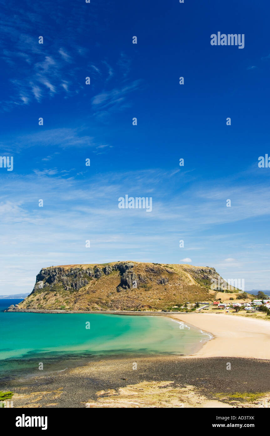 Australien-Tasmanien-Stanley die Mutter am runden Kopf auf Perkins Bay Stockfoto