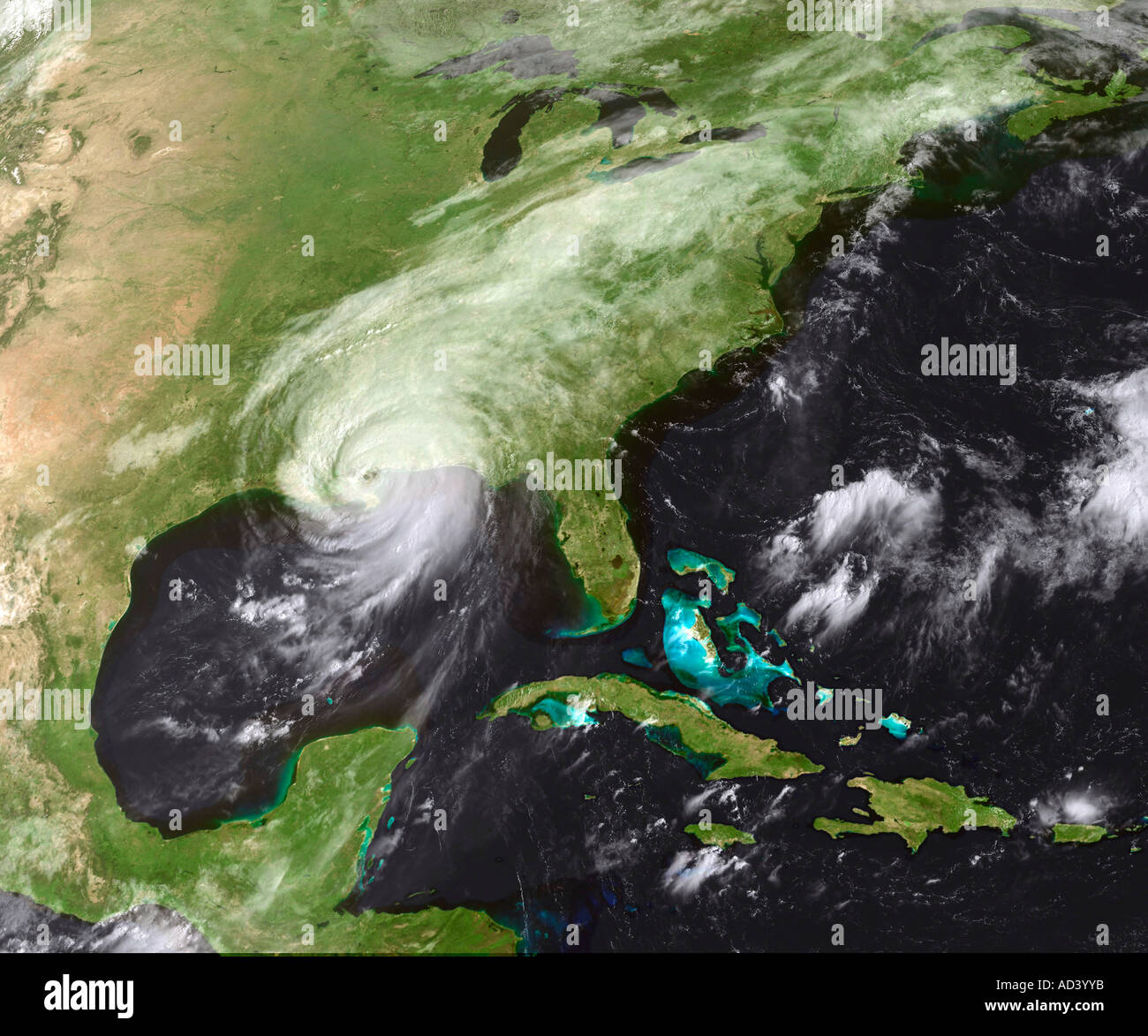 29. August 2005 - bewegt sich Hurrikan Katrina an Land über südöstlich Louisiana und southern Mississippi als ein Sturm der Kategorie 4. Stockfoto