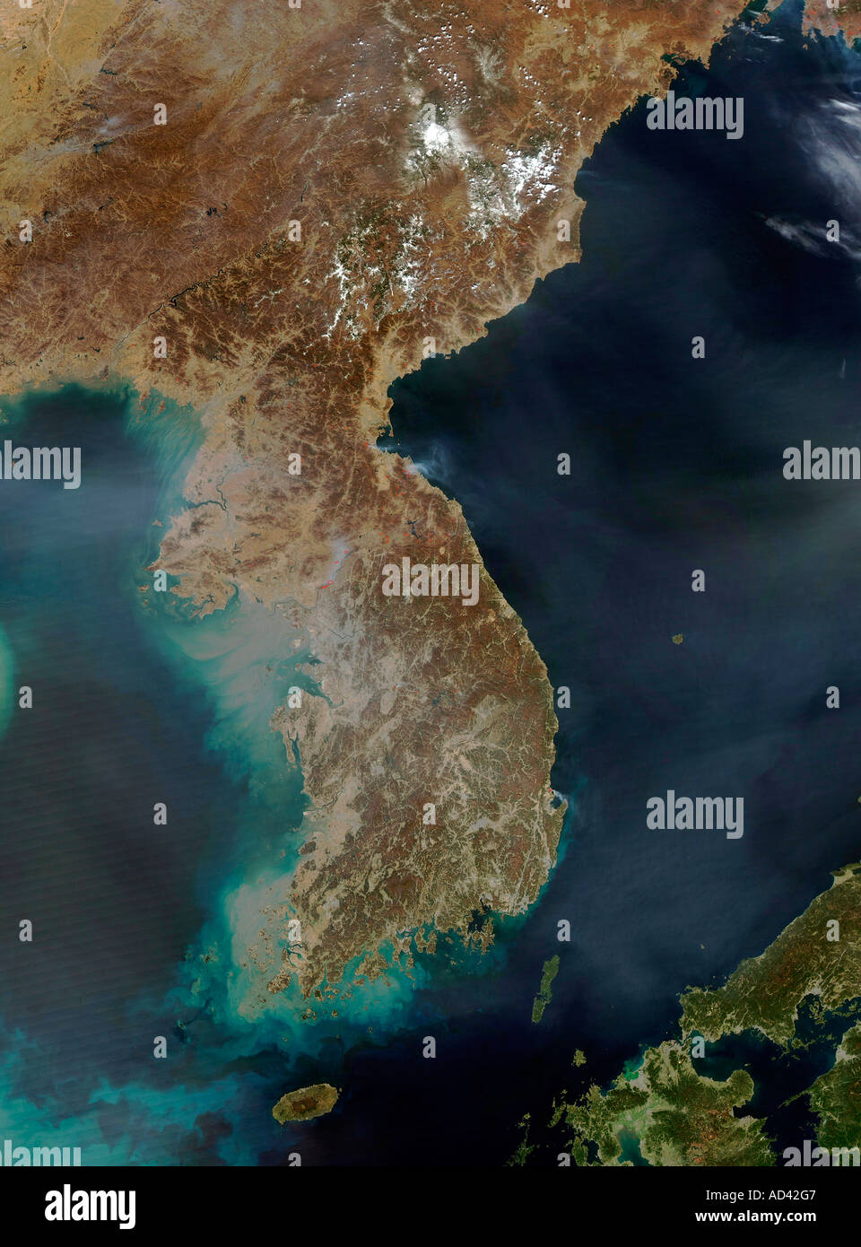 Korea, Satellitenbild Stockfoto