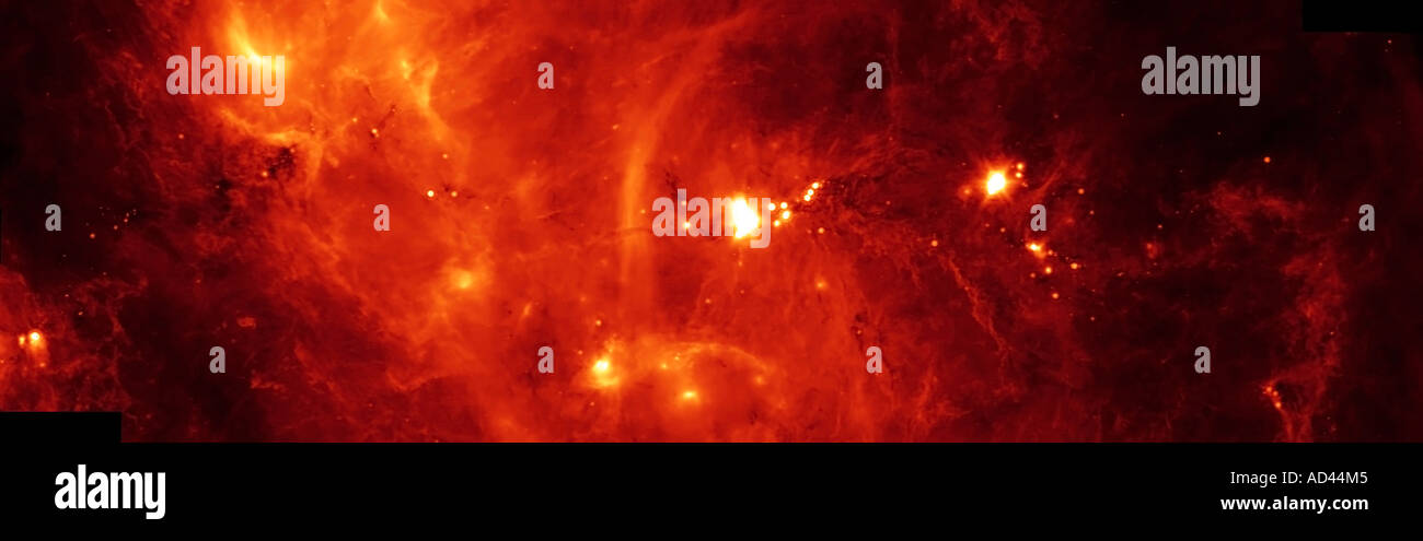 Eine leistungsstarke Abfluss aus heißem Gas, ausgehend von diesem Stern und durch einen riesigen molekularen Wolke platzen. Stockfoto