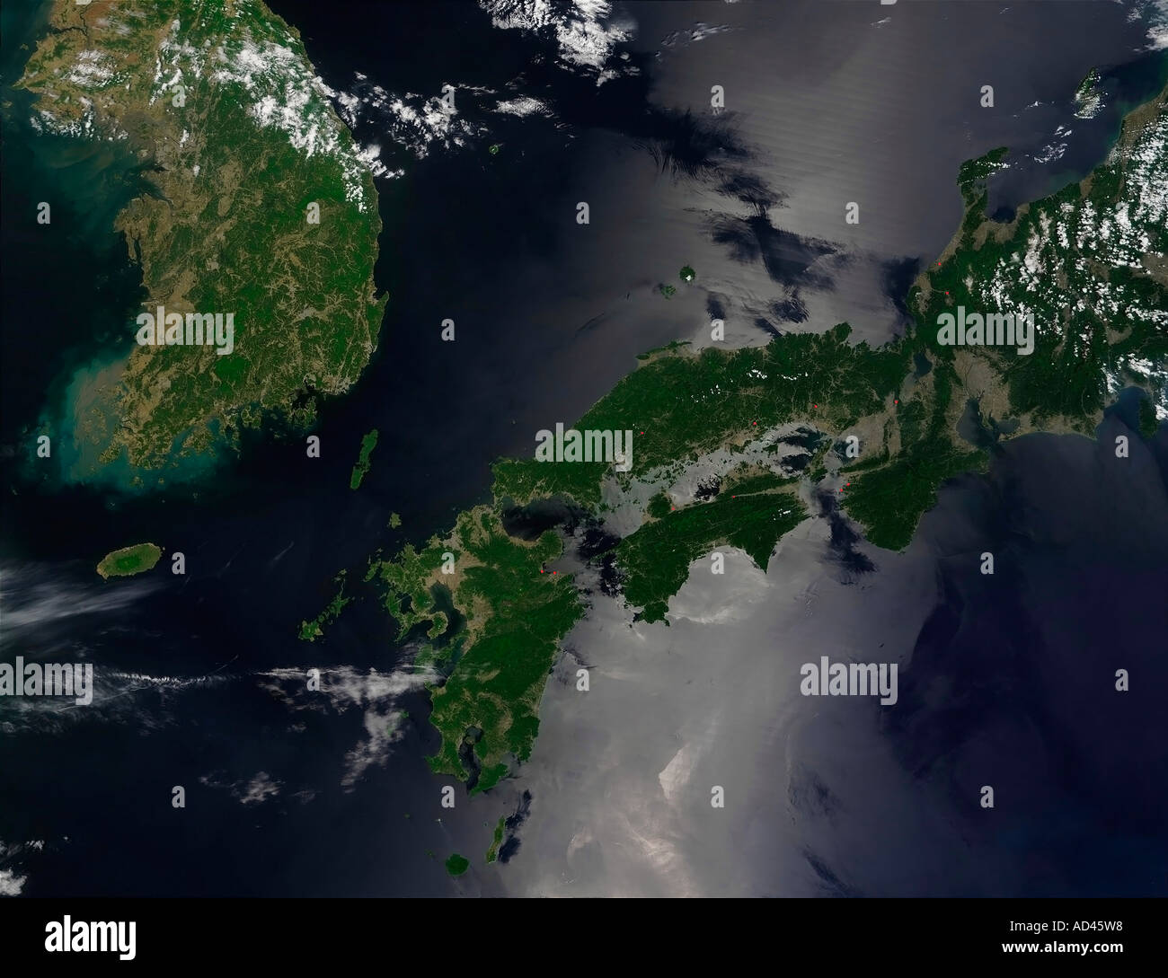 Nord- und Südkorea, Satellitenbild Stockfoto