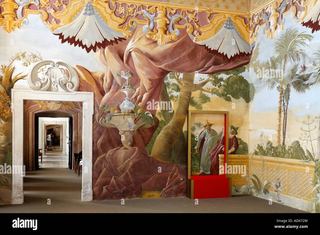 Chinesisches Zimmer, Sala Terrena, Benediktiner Kloster Altenburg in der Nähe von Horn, Niederösterreich Stockfoto