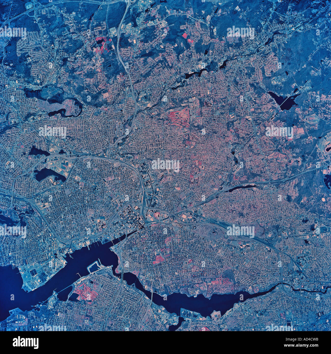 Providence, Rhode Island, Satellitenbild Stockfoto