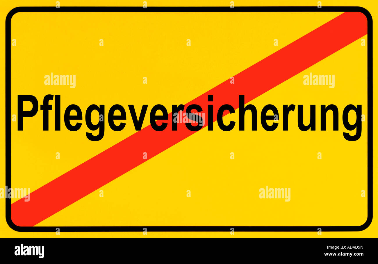 Deutsche Stadtgrenzen Zeichen symbolisiert Ende des obligatorischen Pflegeversicherung Stockfoto
