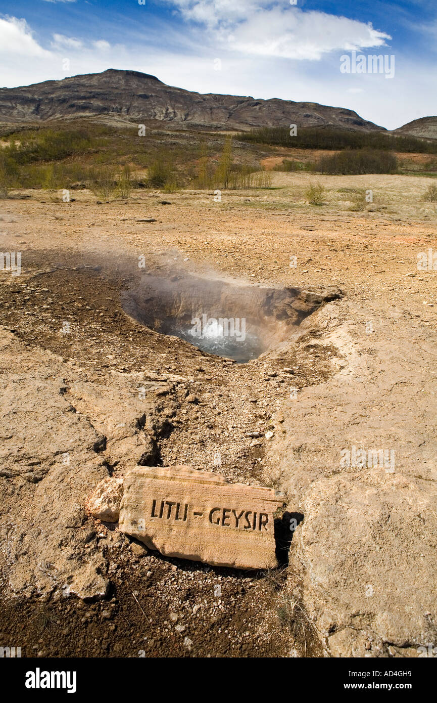 Kleine Geysir Strokkur Island Stockfoto