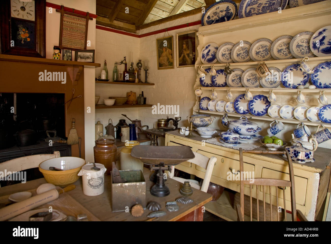 Zimmer-Rekonstruktion des alten Landhaus in den 1900er Jahren Stockfoto