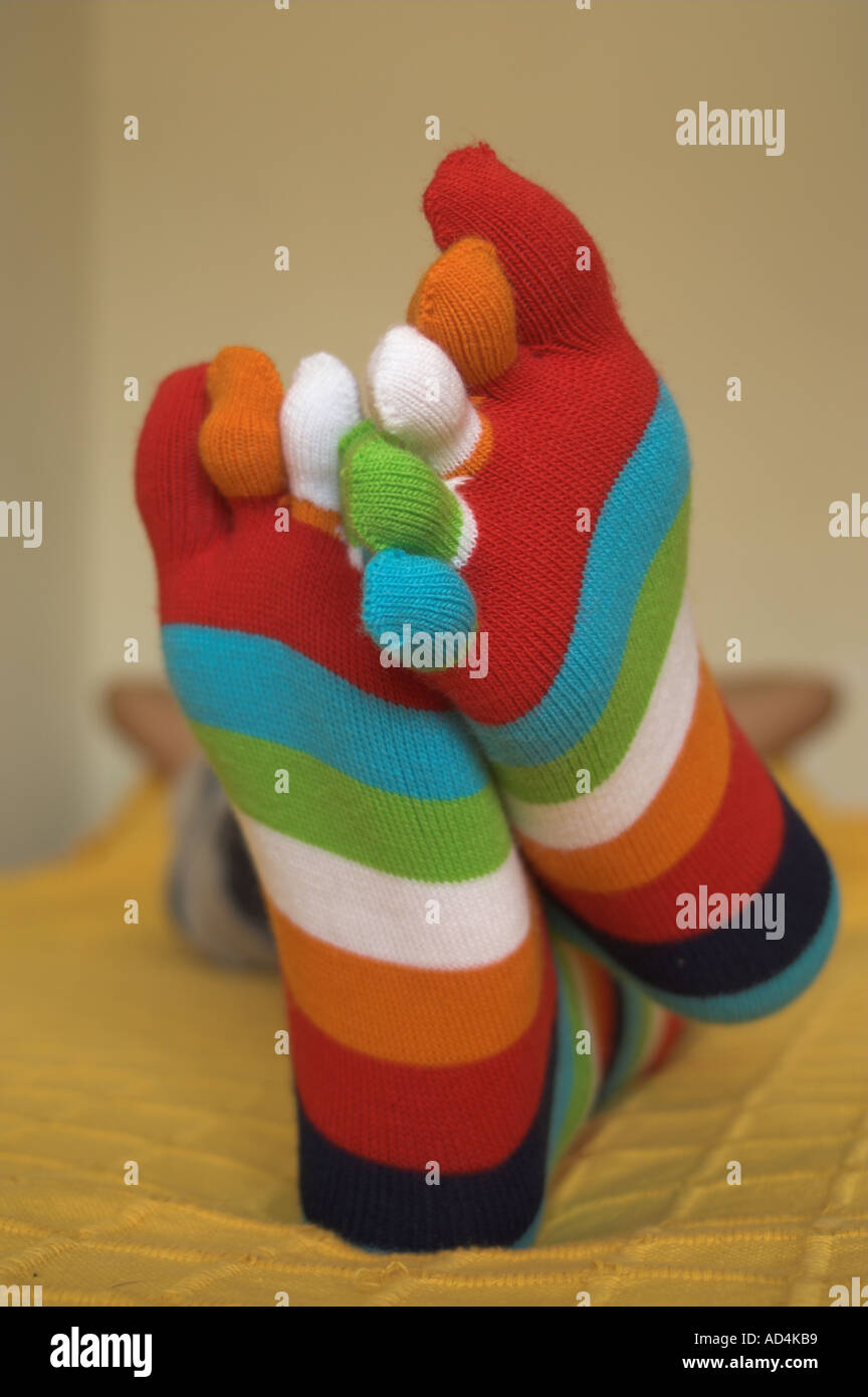 farbige Zehensocken Stockfoto