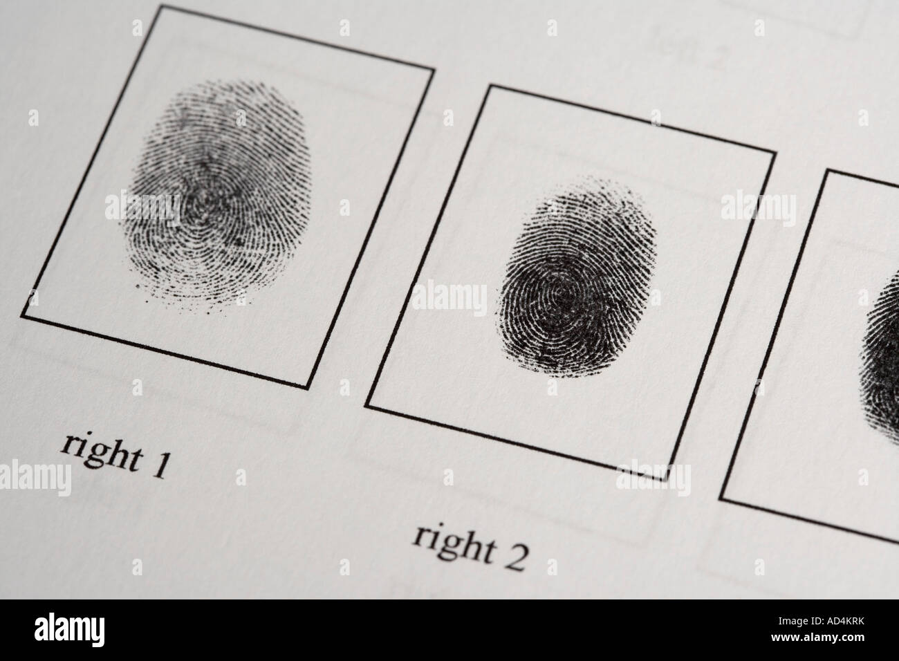 Detail eines Fingerabdruck-Dokuments Stockfoto