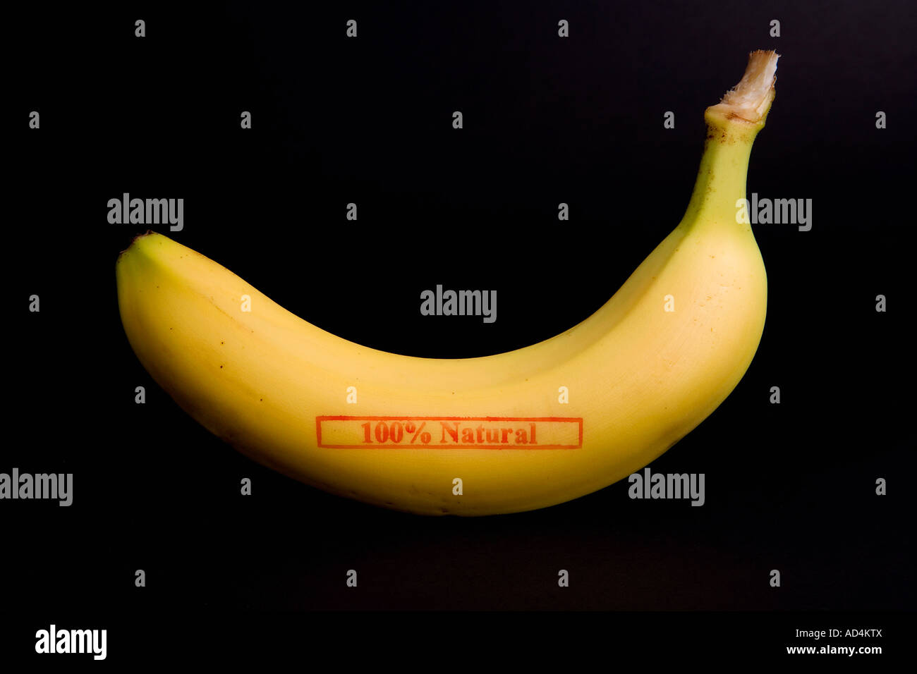 Eine Banane gestempelt 100 % natürliche " Stockfoto