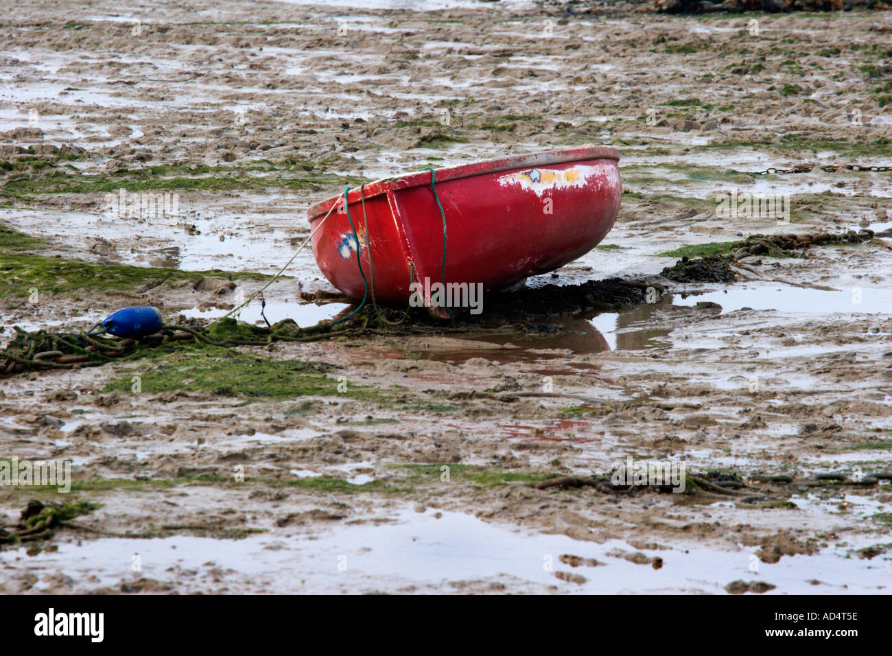 Festgemachten Ruderboot an Brightlingsea Essex England Stockfoto