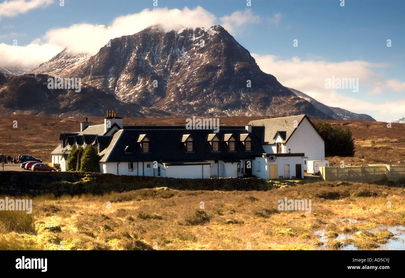 Könige Haus Glencoe überschattet Bauchaille Etive Mor Stockfoto