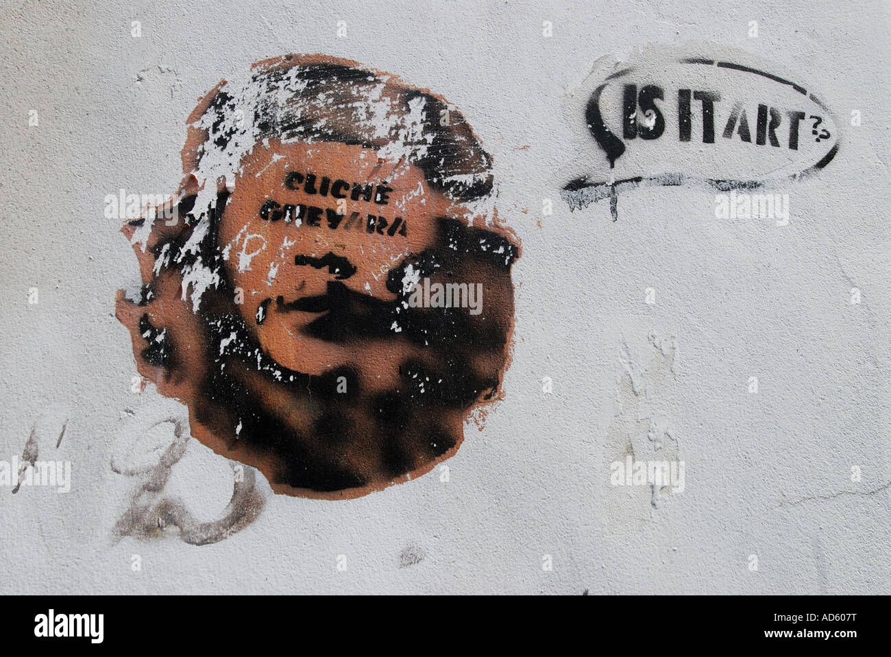 Che Guevara Graffiti Fragen ist es Kunst Hackney London E8 Stockfoto