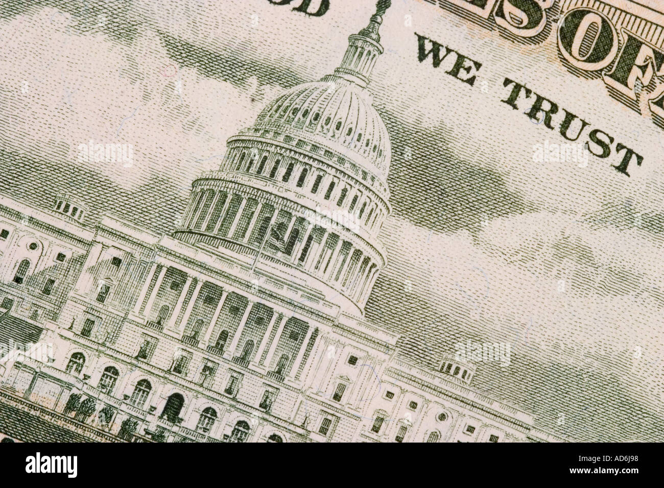 Dollar-Note hautnah in Gott, dem wir Vertrauen Stockfoto