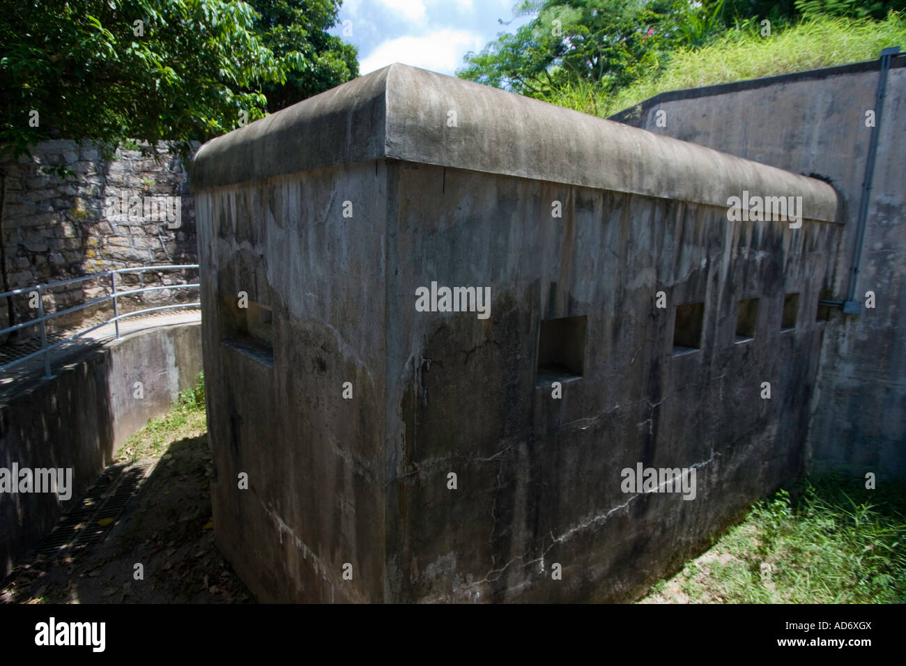 Norden Kaponniere Beton Bunker Museum der Küstenverteidigung Hong Kong Stockfoto