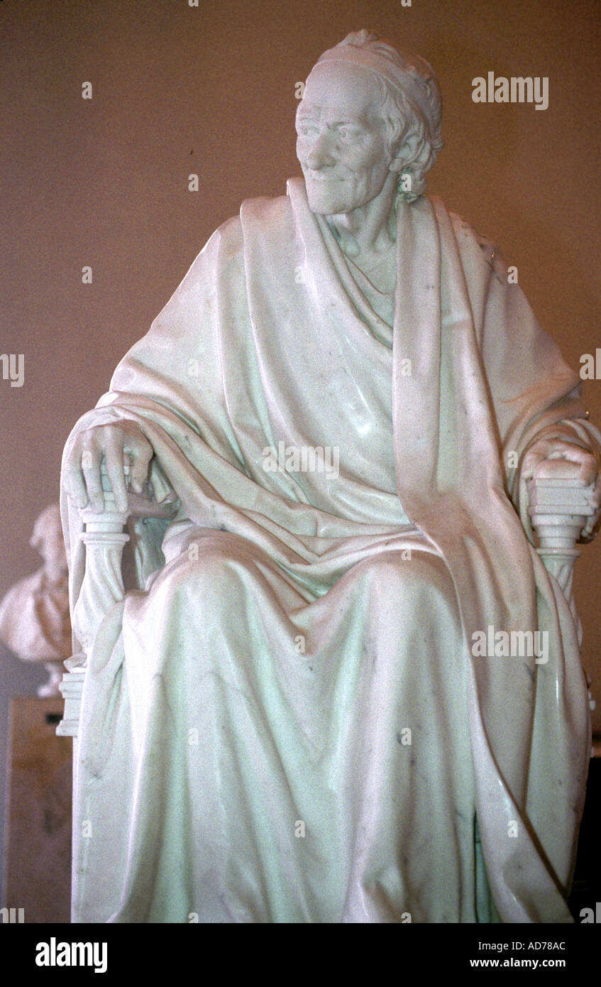 RUSSLAND SANKT PETERSBURG ERMITAGE MUSEUM IM WINTERPALAST STATUE VON VOLTAIRE MADE BY JEAN HOUDON Stockfoto